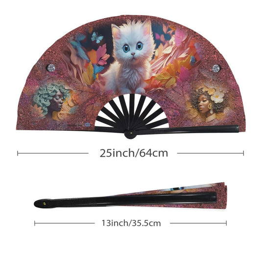 Clack Fan 0002 Multi-Colored Floral Butterflies Black Women