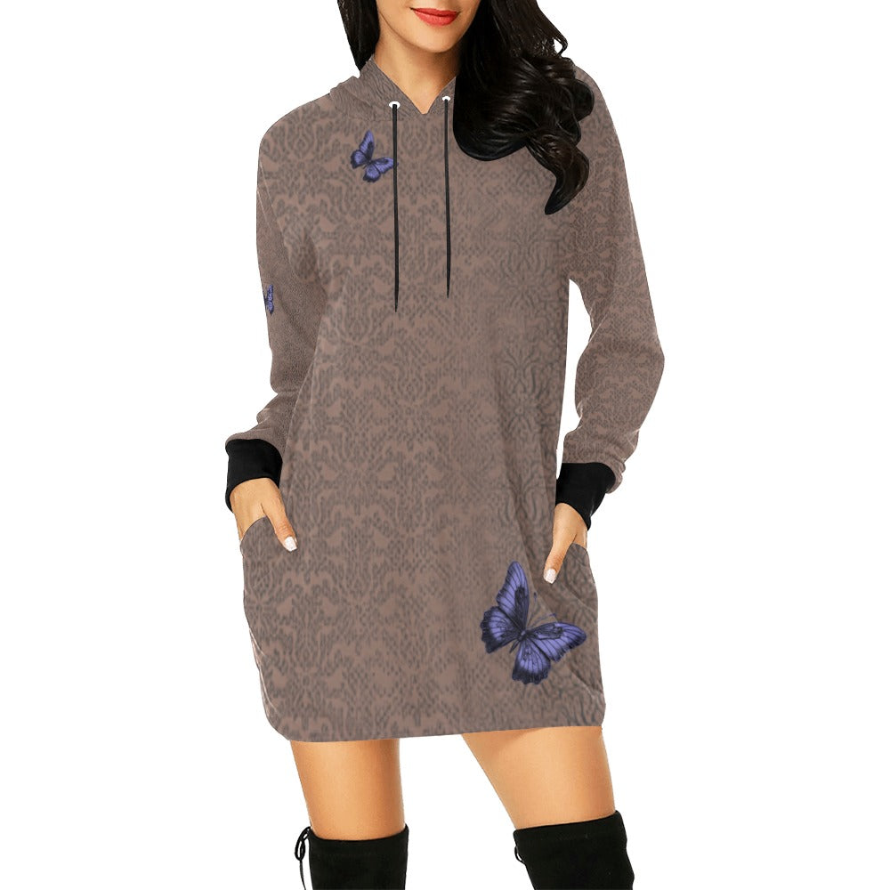 ALIM4U- Monarch Textured 2 Women's All Over Print Hoodie Mini Dress(Model H27)