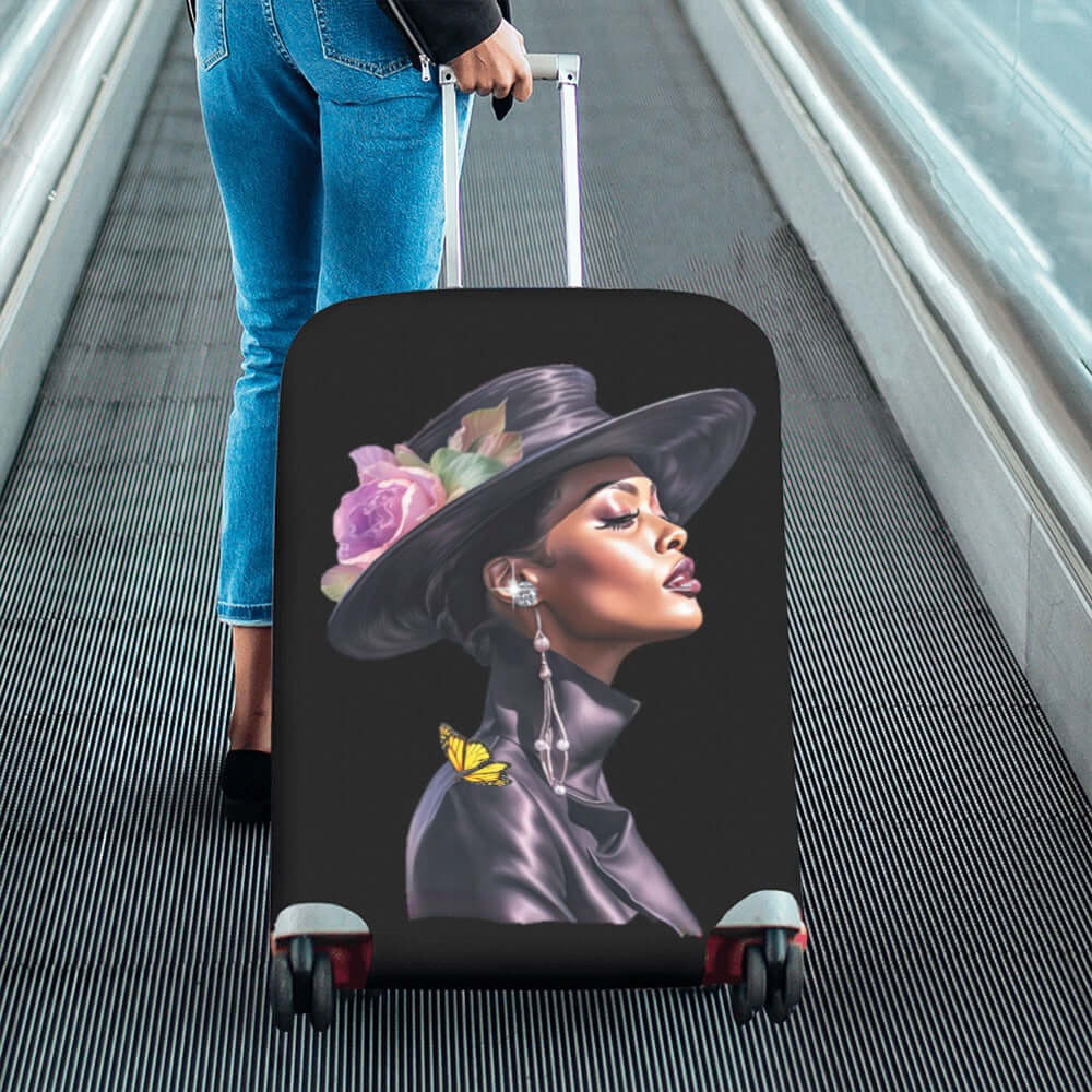 Luggage Cover Large Size 26-28 Black Woman Face Graphic