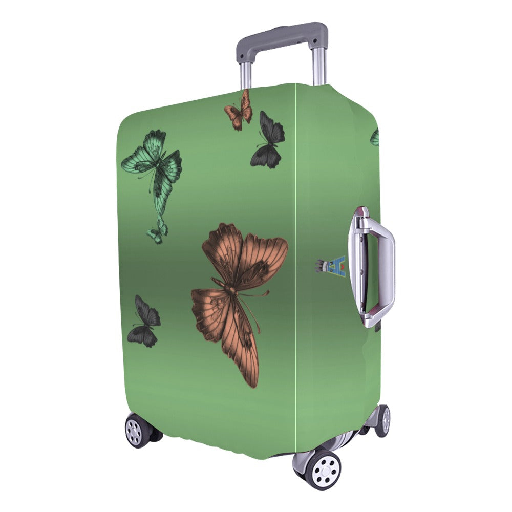 ALIM4U- Butterflies with Green Background Luggage Cover (Large Size) (26"-28")