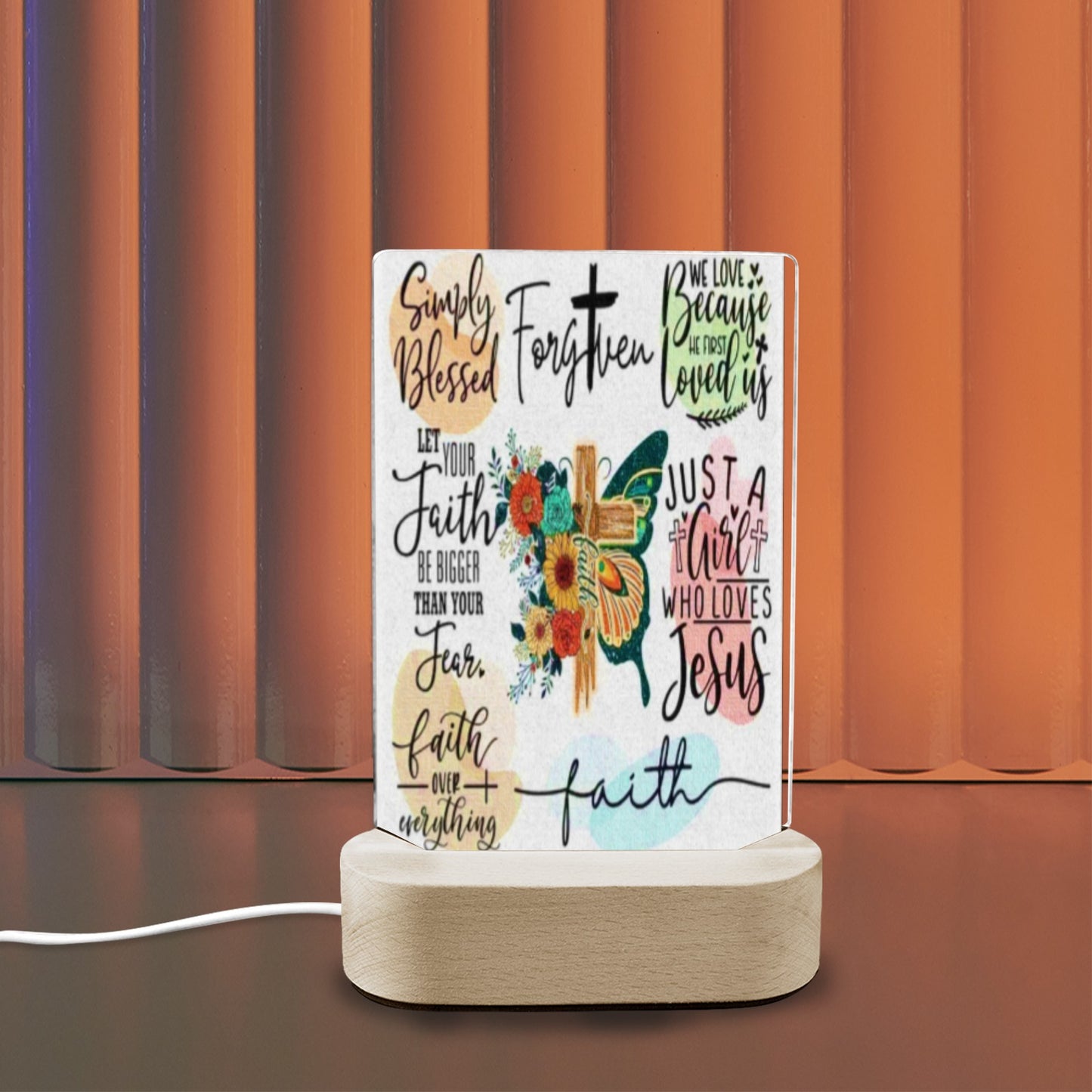 ALIM4U- Faith 4 Acrylic Photo Panel with Lighted Stand (Made in Queens)