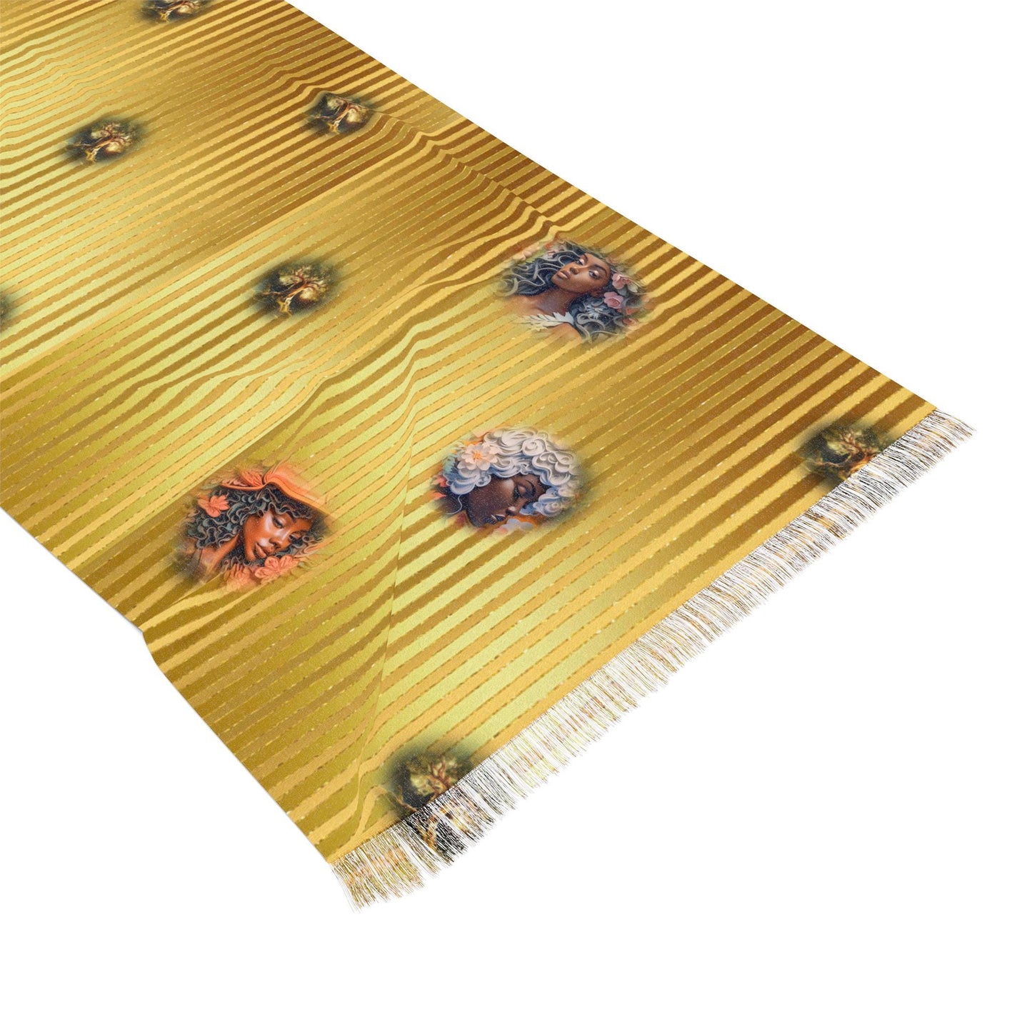 ALIM4U- Scarf, Oak Tree Glowing Moon Forrest Sunset Women of Color Faces, Shawl Wrap Bandana Headscarf Hair Scarf, Gift for Nature Lover