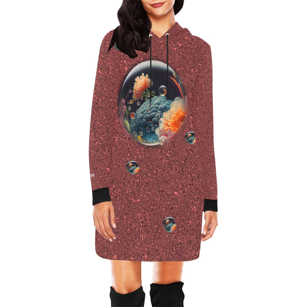 ALIM4U- Floral Bubbles Women's All Over Print Hoodie Mini Dress(Model H27)