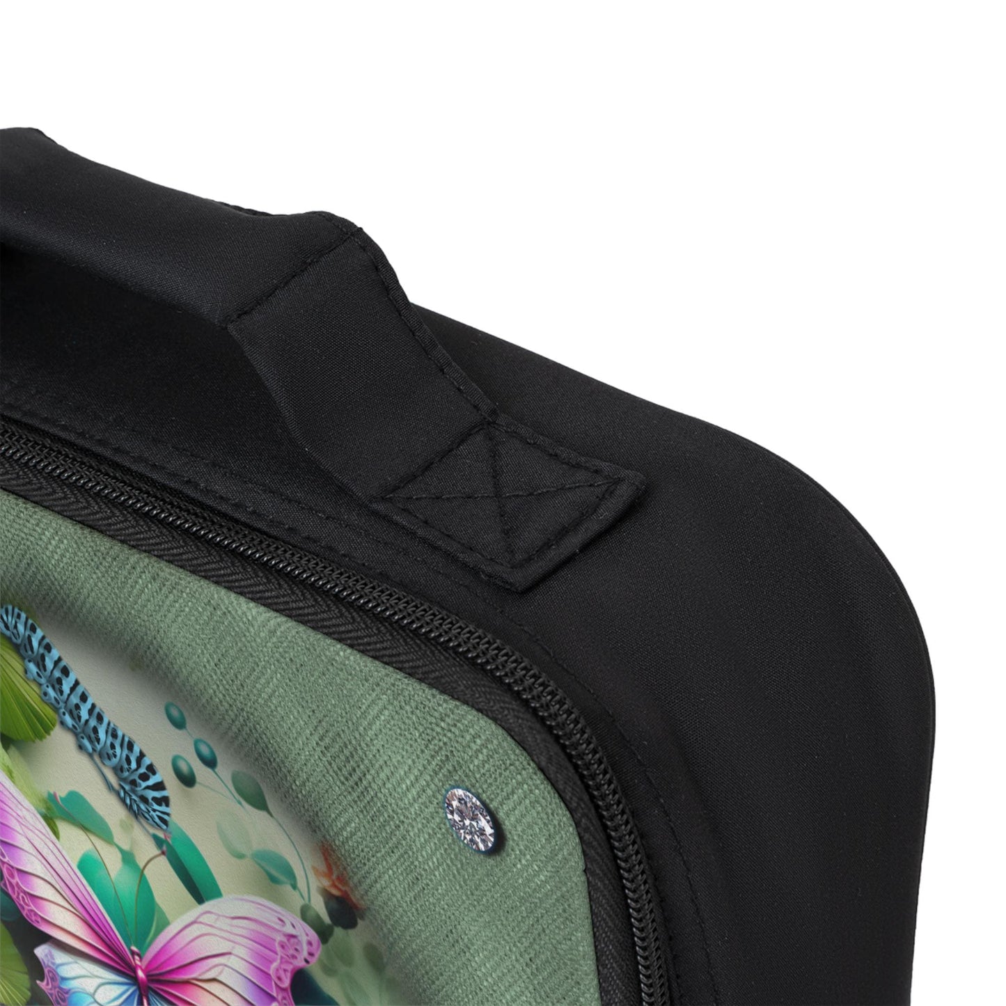 ALIM4U- Lunch Bag, Floral Butterfly Frog Caterpillar, Red Green Background, School Work Office Lunchbox, Insulated Tote, Kids Adults Gift,