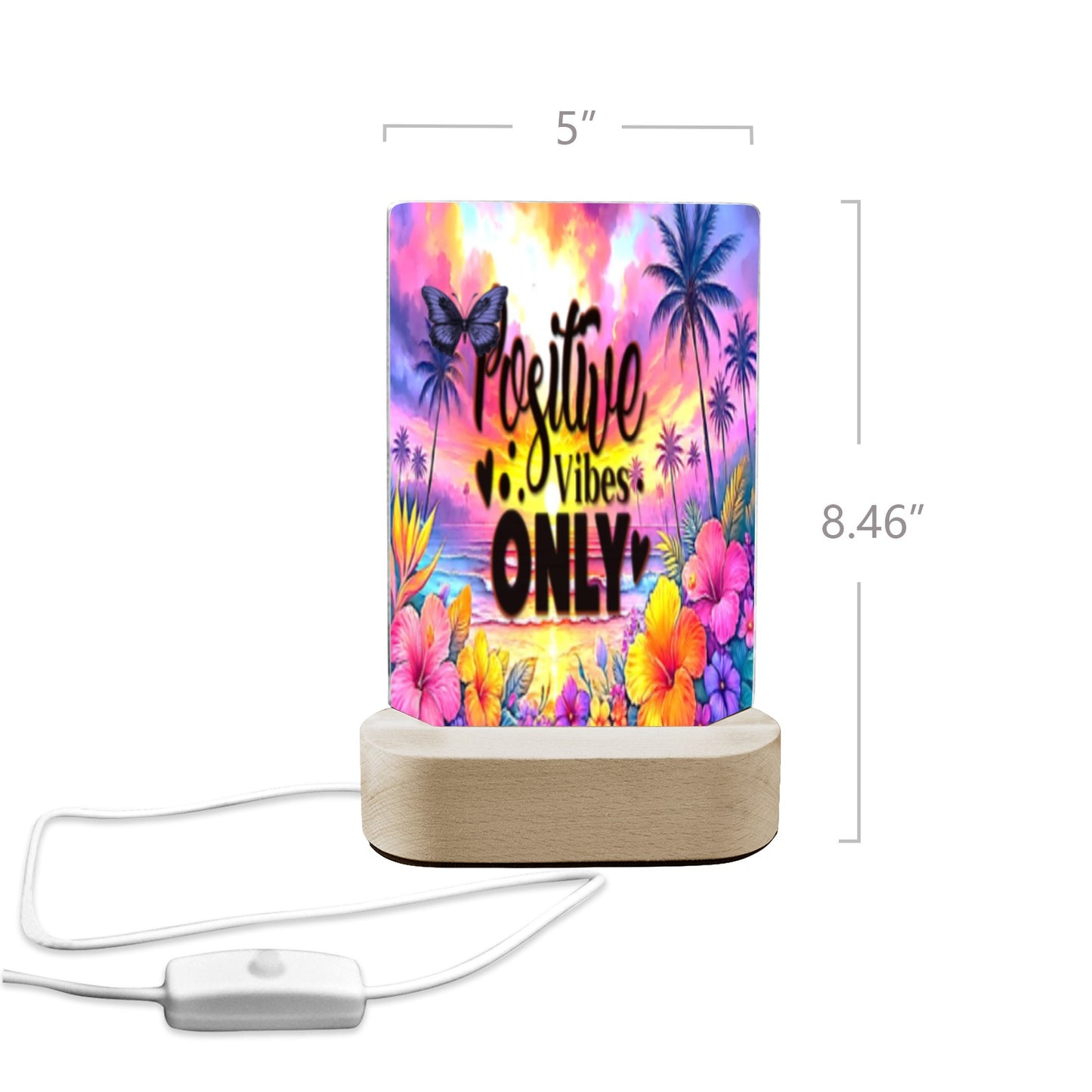 ALIM4U- Positive Vibes Acrylic Photo Panel with Lighted Stand (Made in Queens)