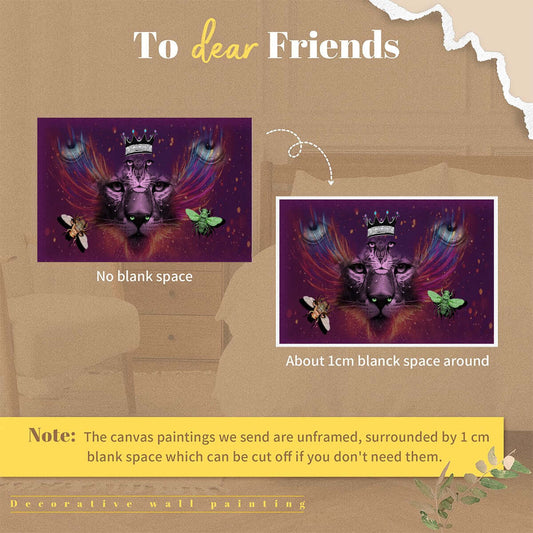 Watching You Multi-Colored Canvas Print Canvas painting with decorative elements on a purple background