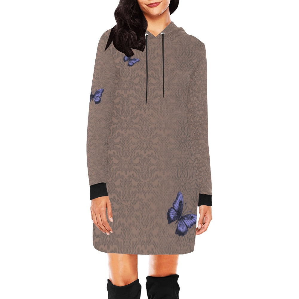 ALIM4U- Monarch Textured 2 Women's All Over Print Hoodie Mini Dress(Model H27)
