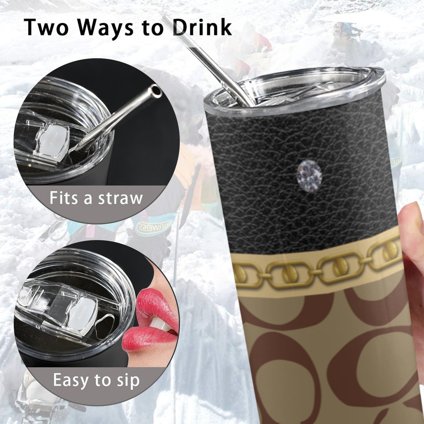 ALIM4U- A149 Drinking Cup 20 oz 20oz Tall Skinny Tumbler with Lid and Straw