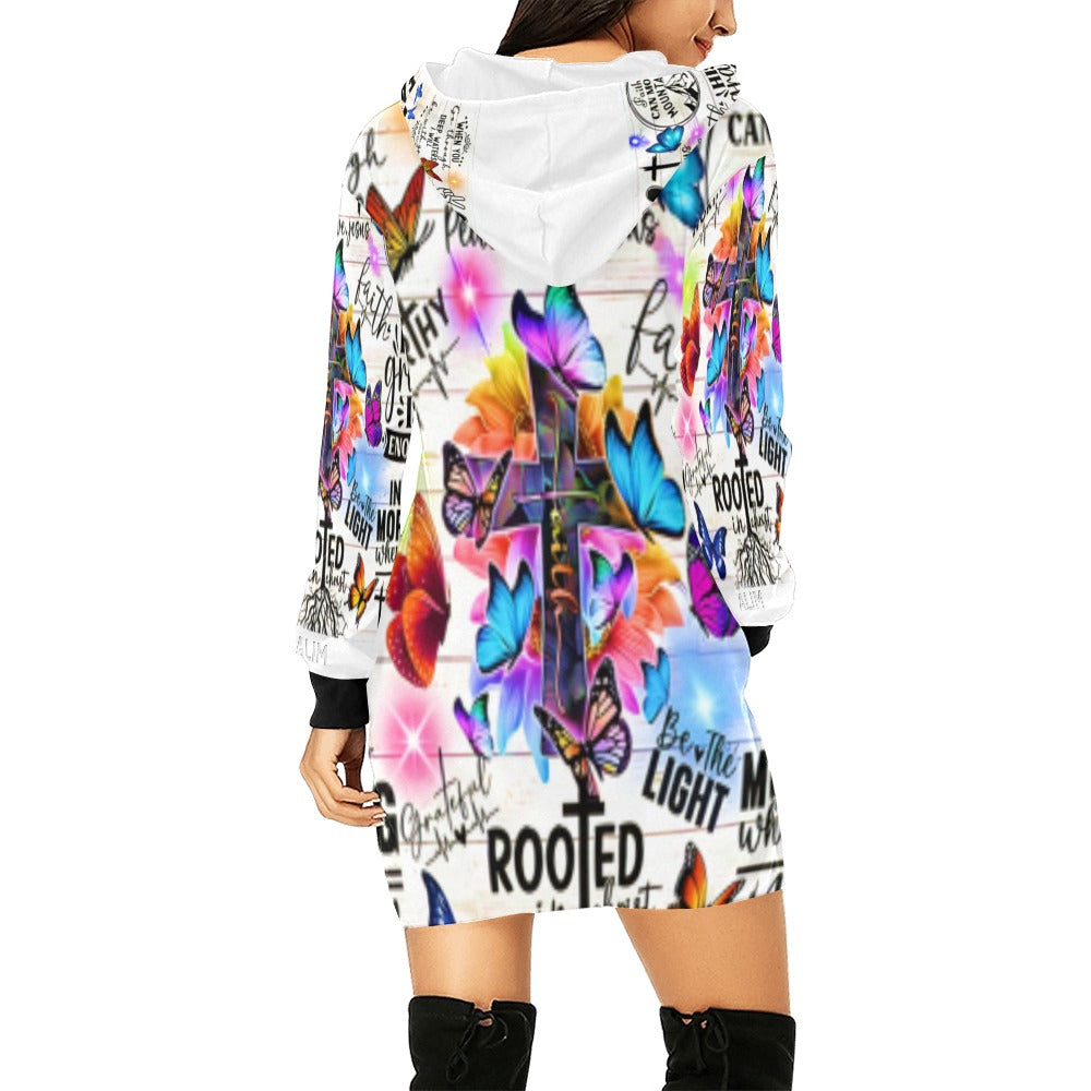 ALIM4U- Faith 2 Women's All Over Print Hoodie Mini Dress(Model H27)