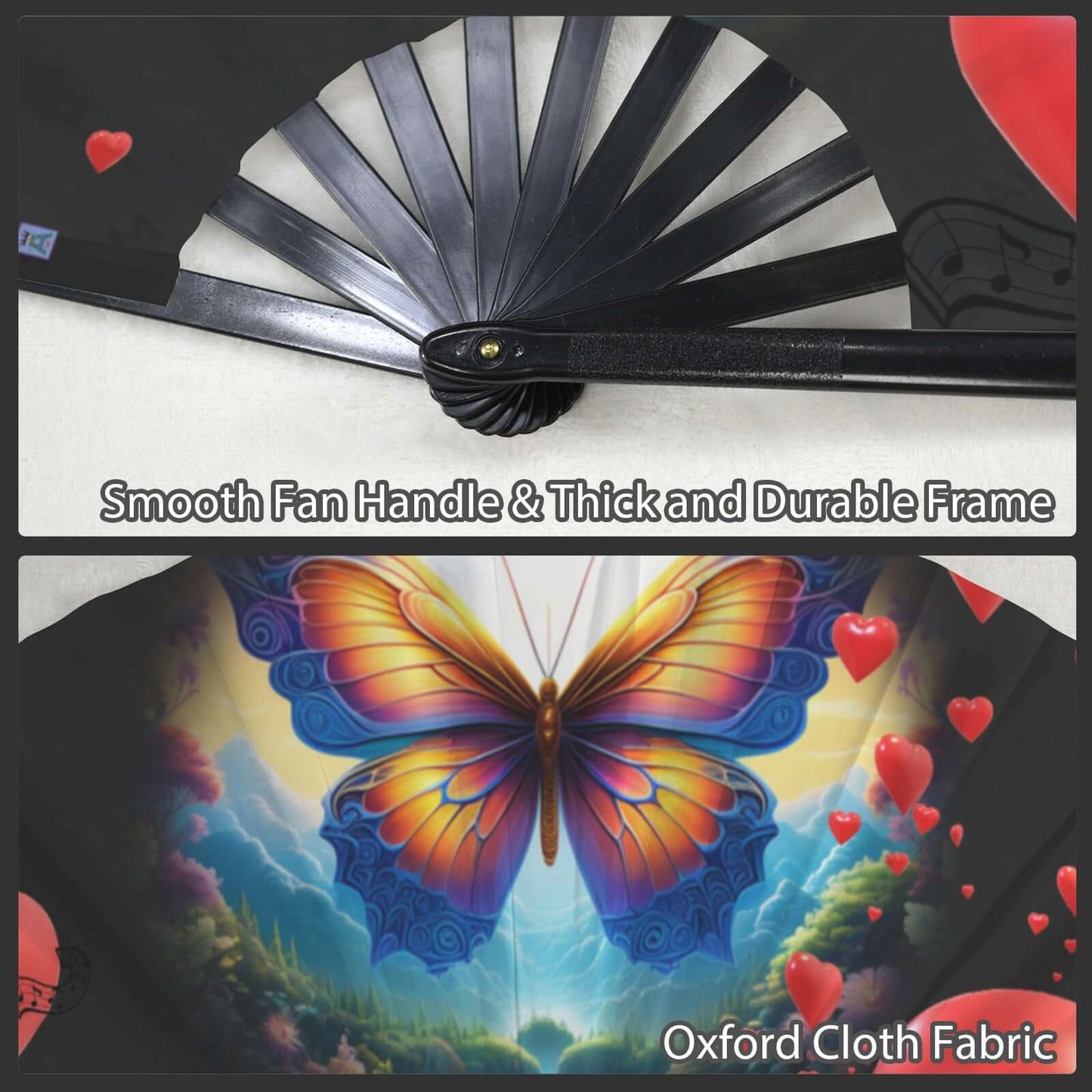 Folding Clack Fan 055 multi colored floral butterflies