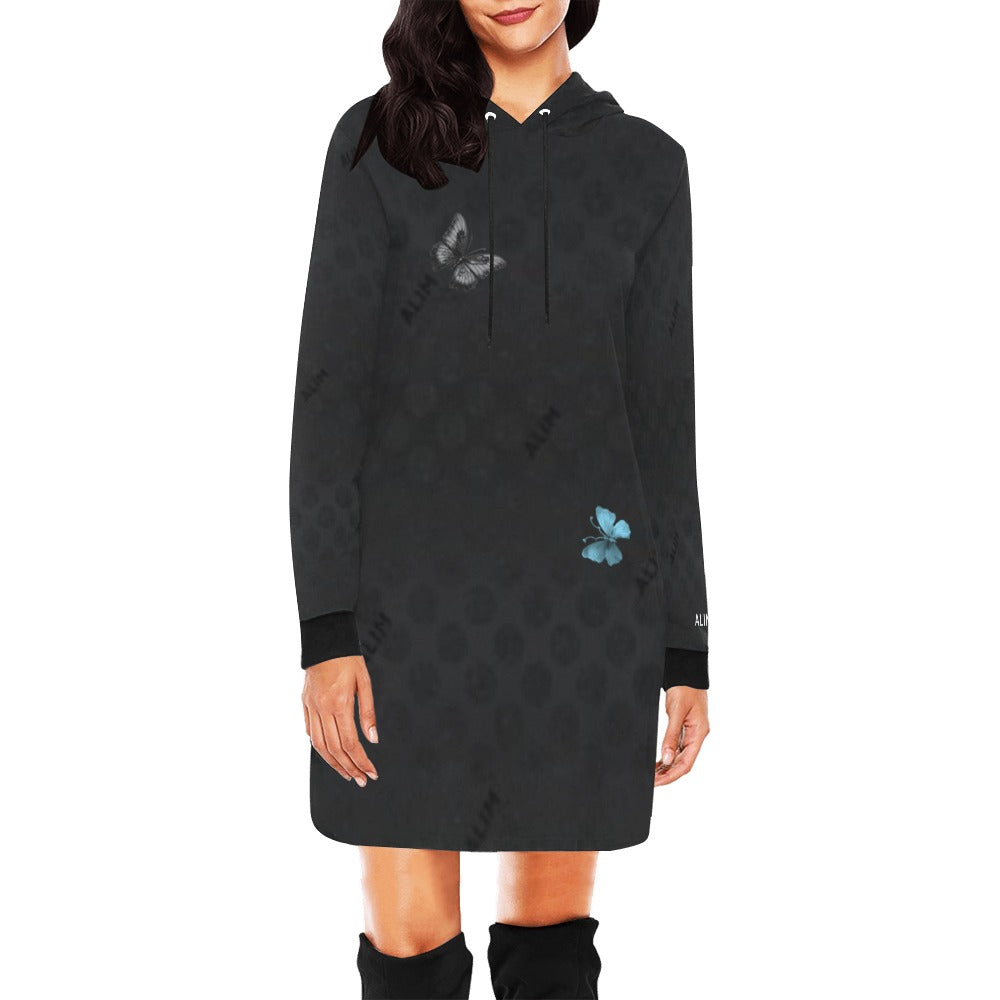 ALIM4U- (Back Image) Black Woman 3 Women's All Over Print Hoodie Mini Dress(Model H27)