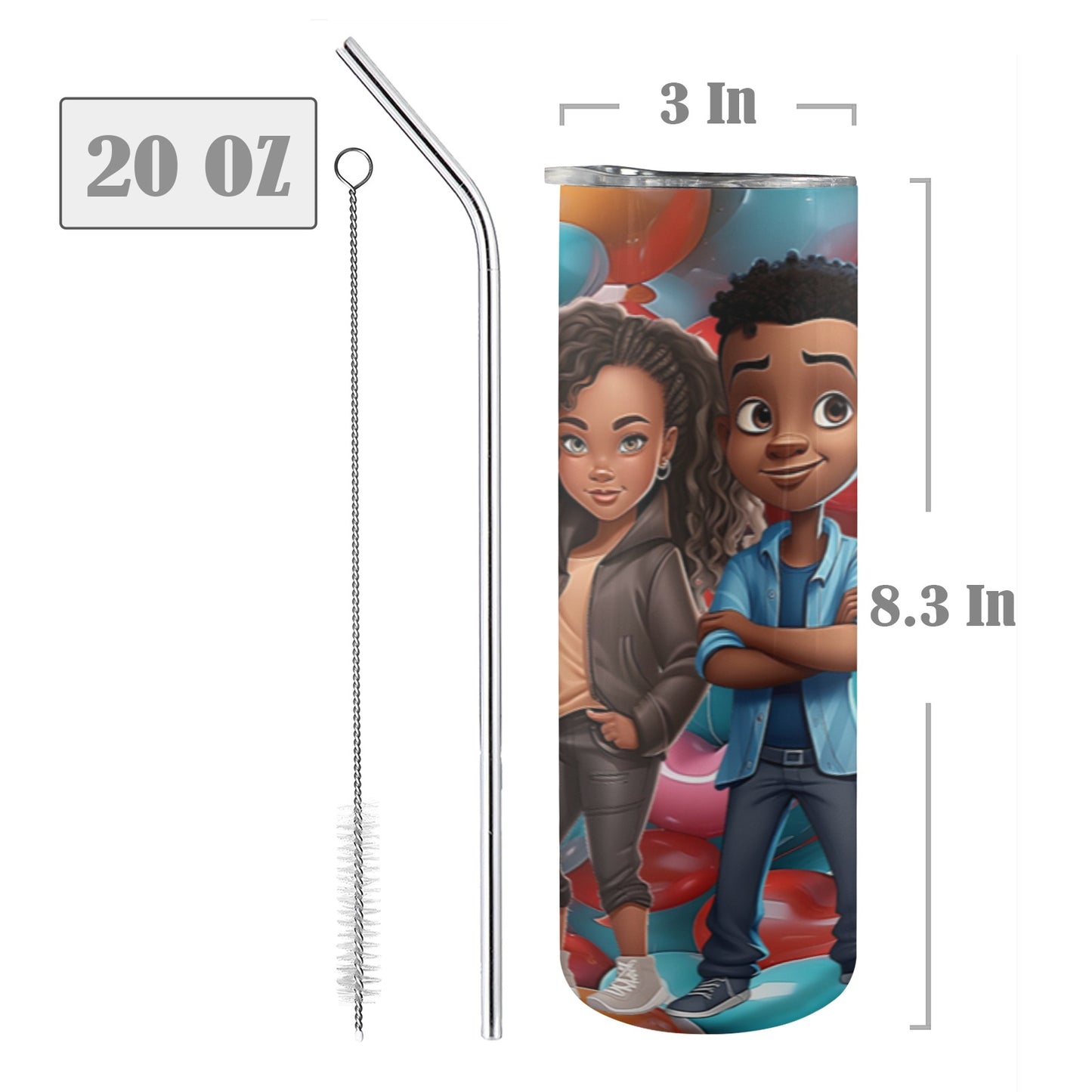 ALIM4U- A129 Drinking Cup 20 oz 20oz Tall Skinny Tumbler with Lid and Straw