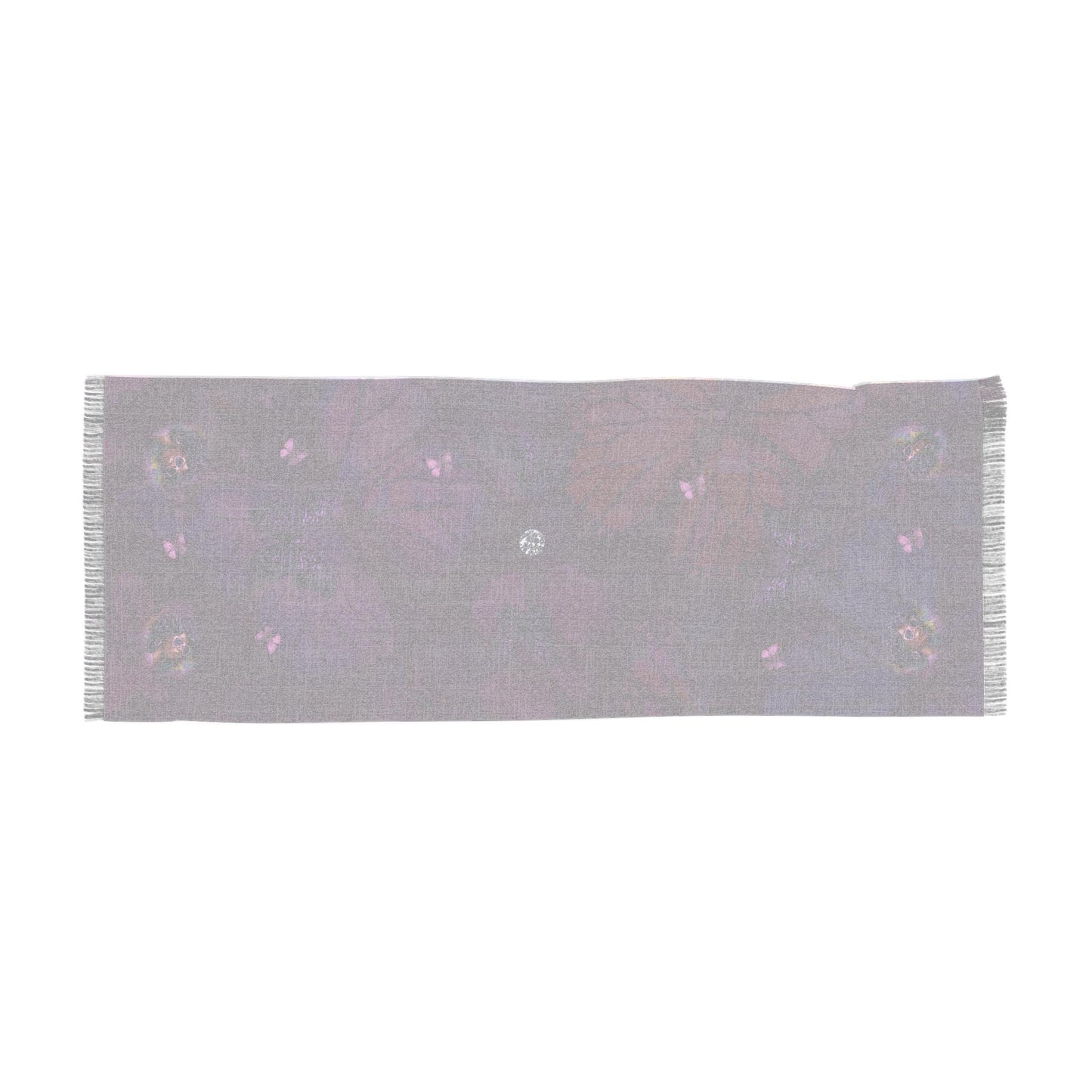 Butterfly Chiffon Scarf, Purple Floral Lightweight Wrap, Women's Fashion Accessory, Spring Neck Scarf, Gift for Her