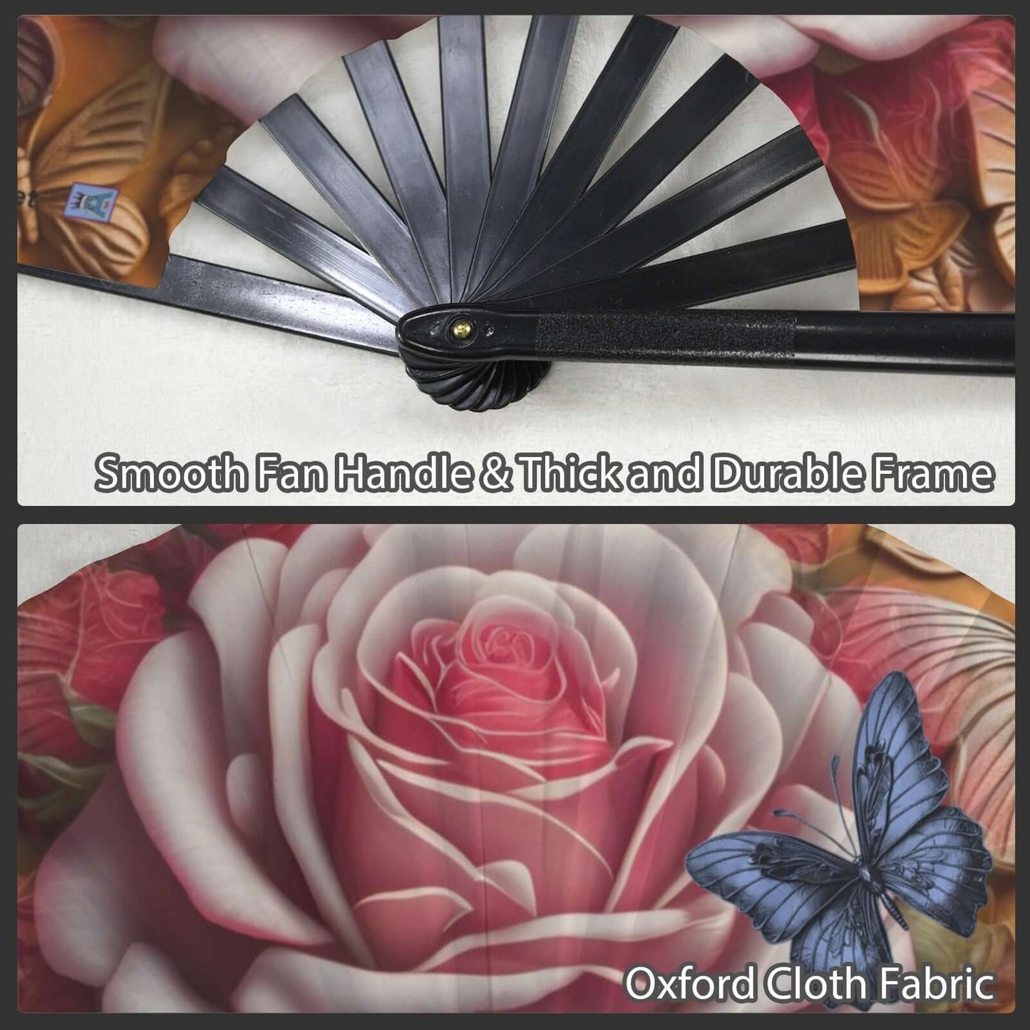 Folding Clack Fan 36 multi colored floral butterflies
