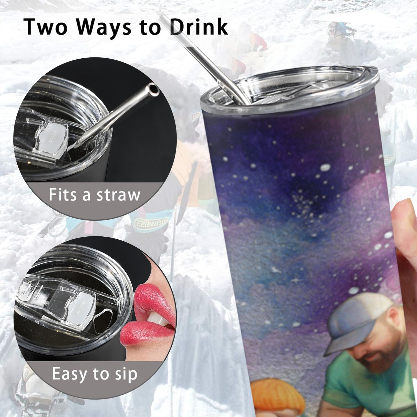 ALIM4U- A136 Drinking Cup 20 oz 20oz Tall Skinny Tumbler with Lid and Straw