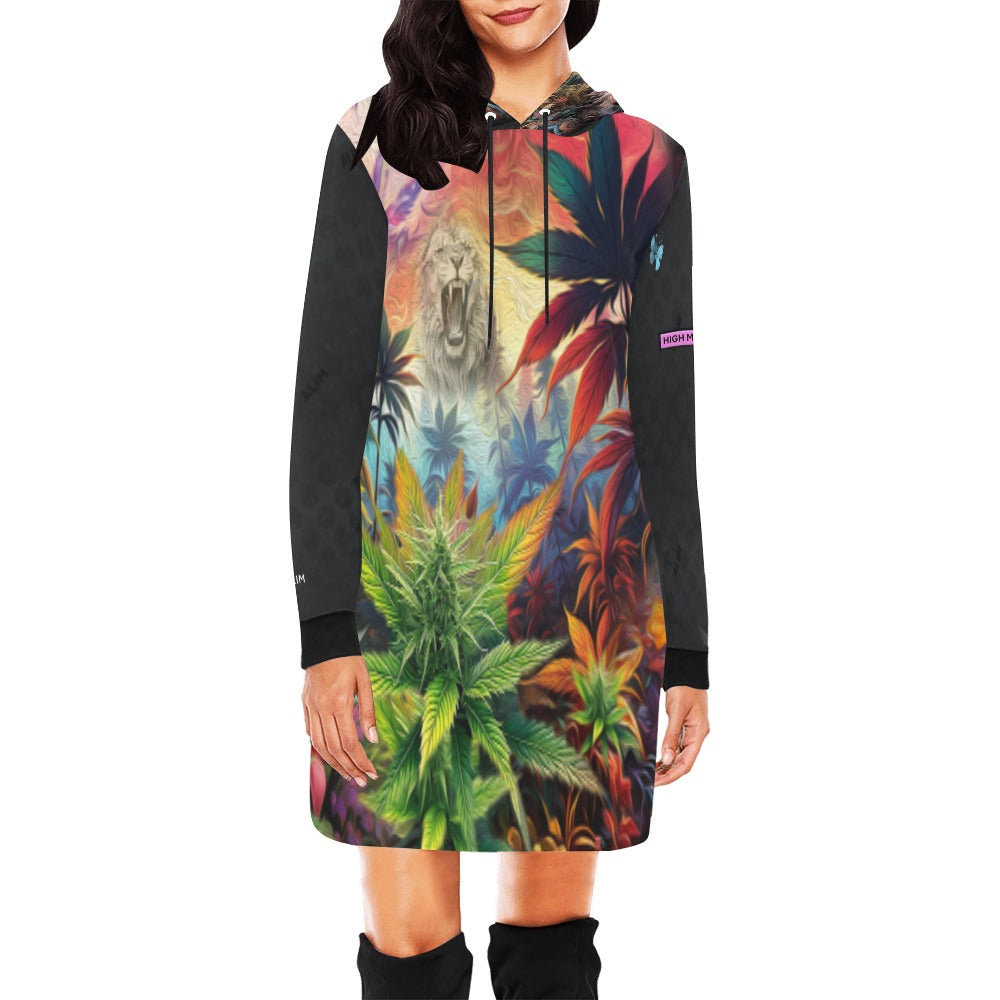 ALIM4U- Women Marijuana Smokers High Maintenance 5 Women's All Over Print Hoodie Mini Dress(Model H27)