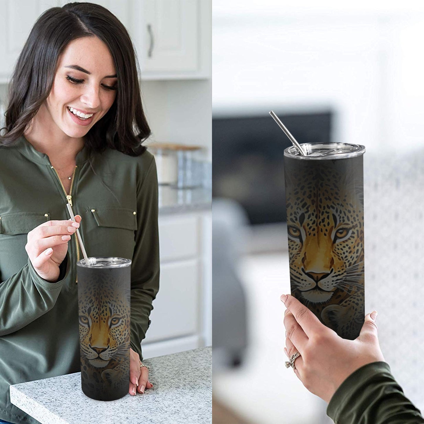 ALIM4U- A18 Drinking Cup 20oz Tall Skinny Tumbler with Lid and Straw