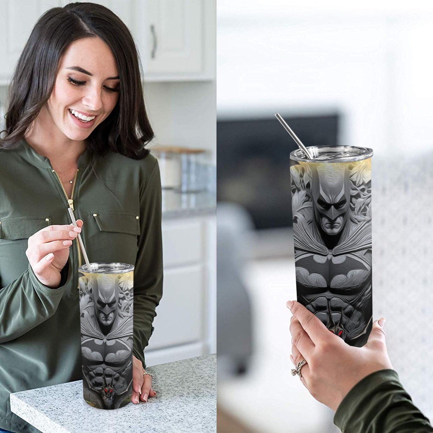 ALIM4U- A15 Drinking Cup 20 oz 20oz Tall Skinny Tumbler with Lid and Straw