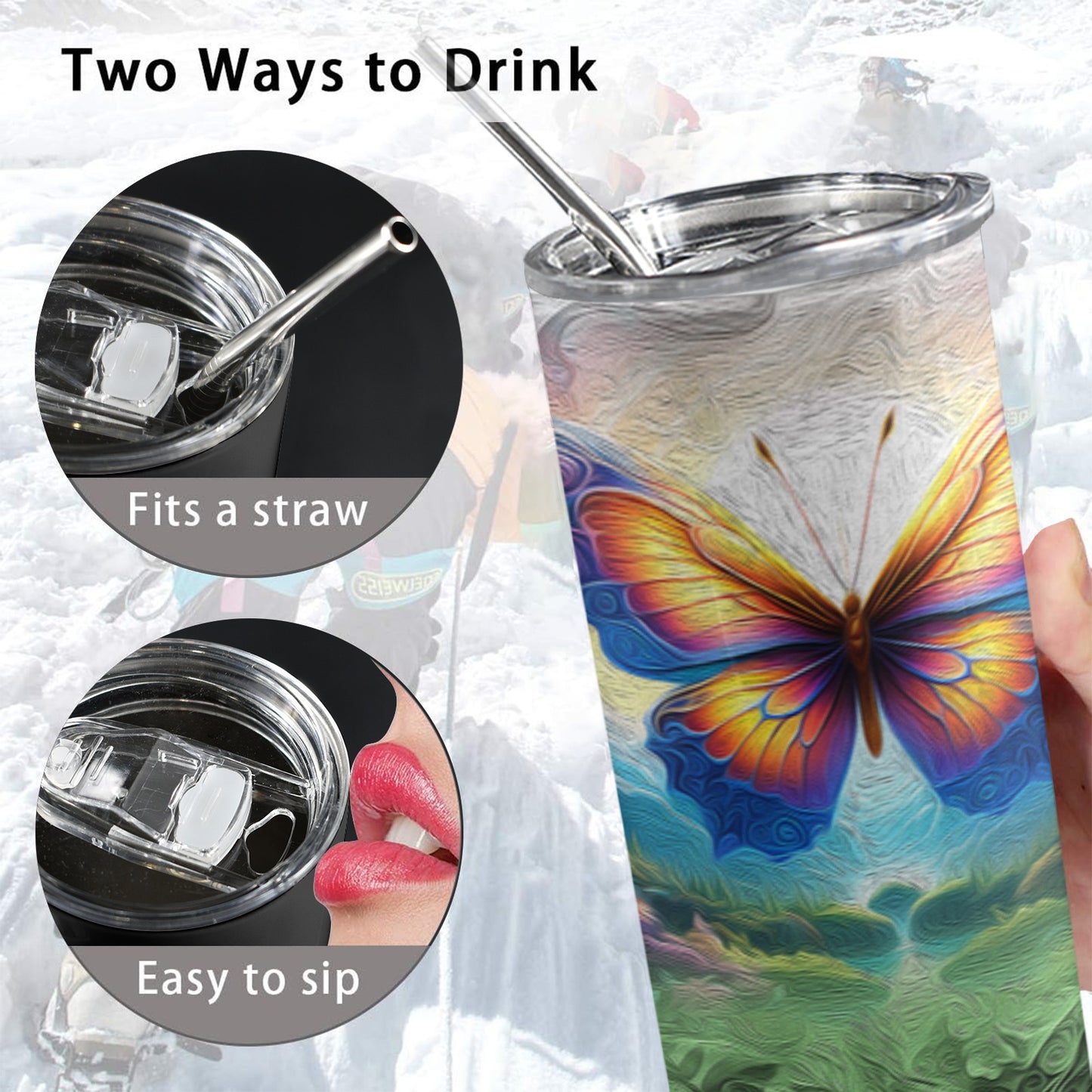 ALIM4U- A11 Drinking Cup 20 oz 20oz Tall Skinny Tumbler with Lid and Straw