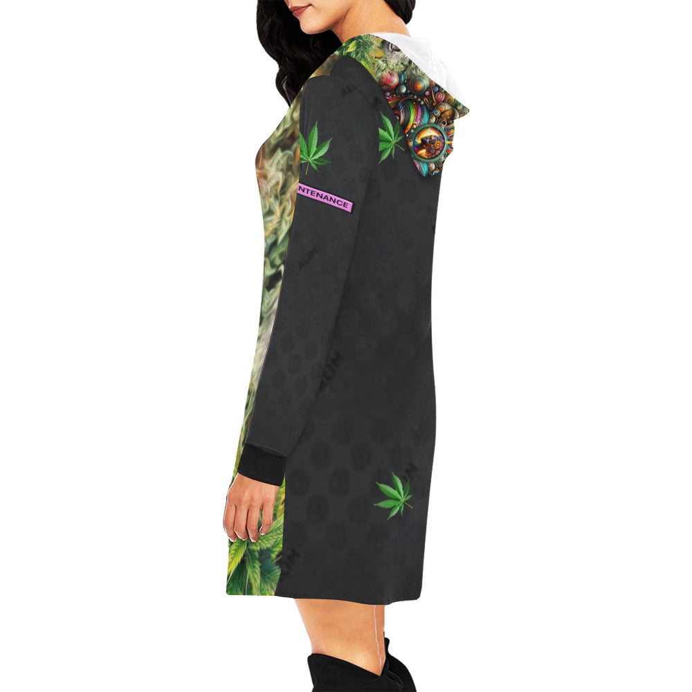 ALIM4U- Marijuana Smoking Women High Maintenance 4 Women's All Over Print Hoodie Mini Dress(Model H27)