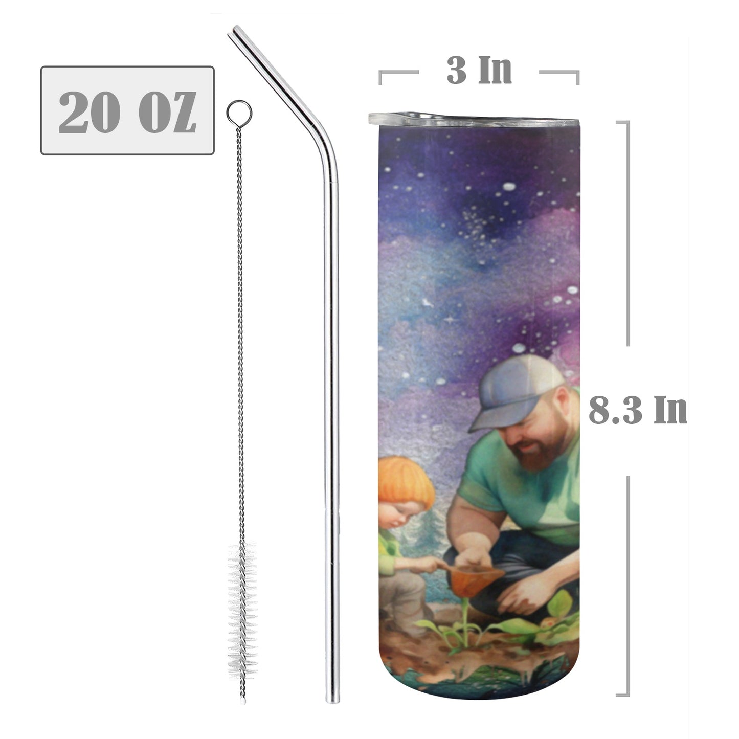 ALIM4U- A136 Drinking Cup 20 oz 20oz Tall Skinny Tumbler with Lid and Straw