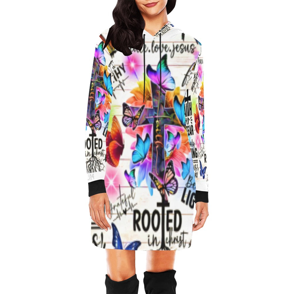 ALIM4U- Faith 2 Women's All Over Print Hoodie Mini Dress(Model H27)