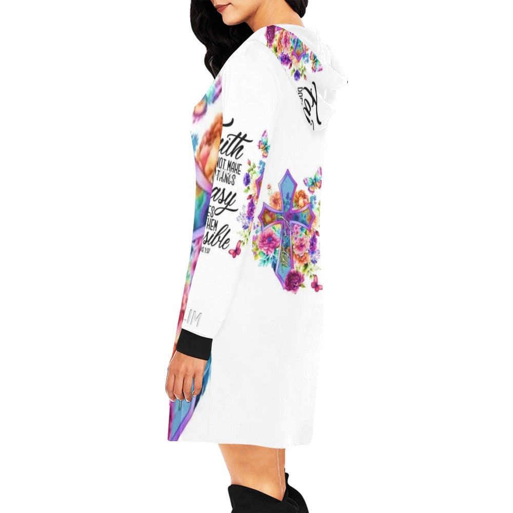 ALIM4U- Faith Women's All Over Print Hoodie Mini Dress(Model H27)