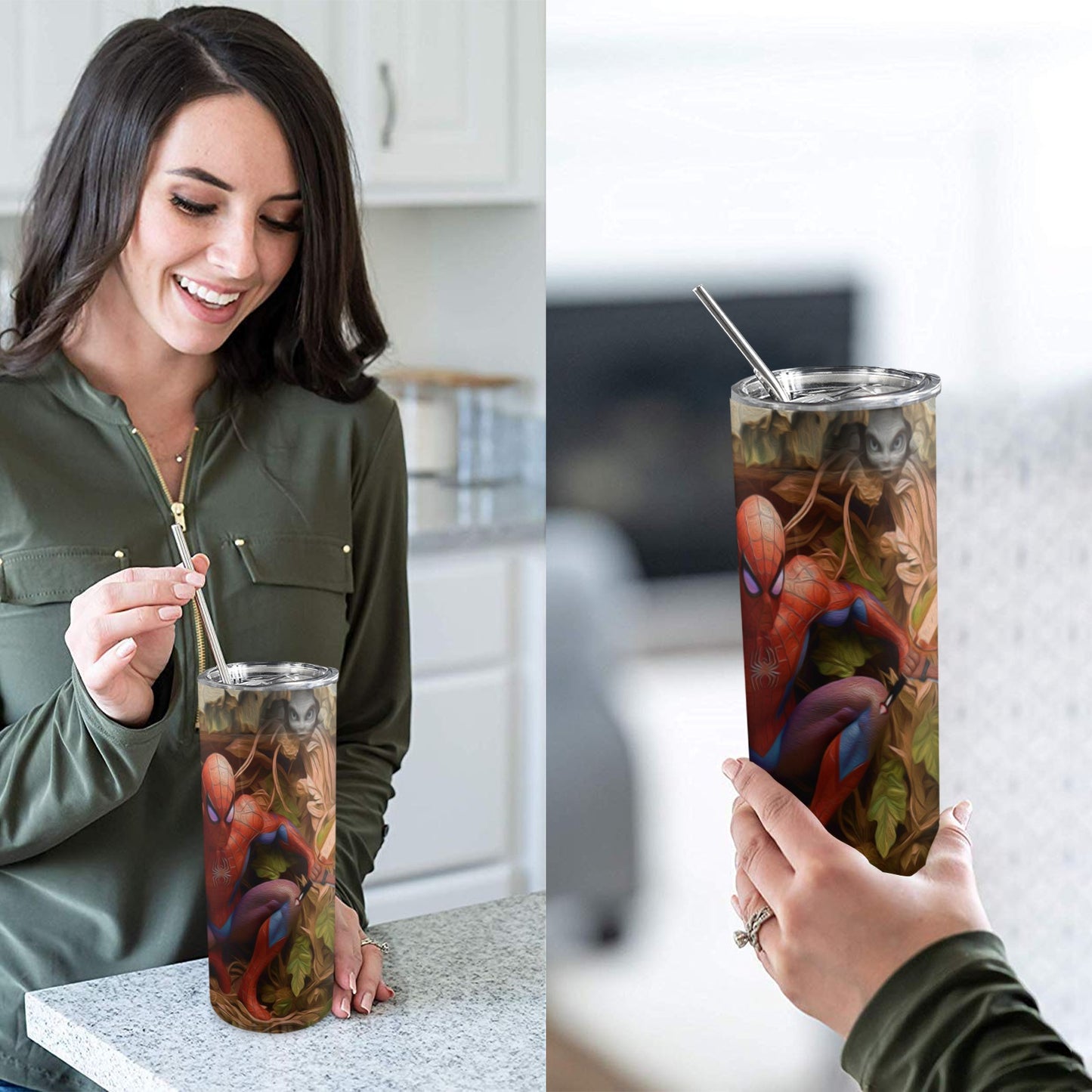 ALIM4U- A816 Drinking Cup 20 oz 20oz Tall Skinny Tumbler with Lid and Straw