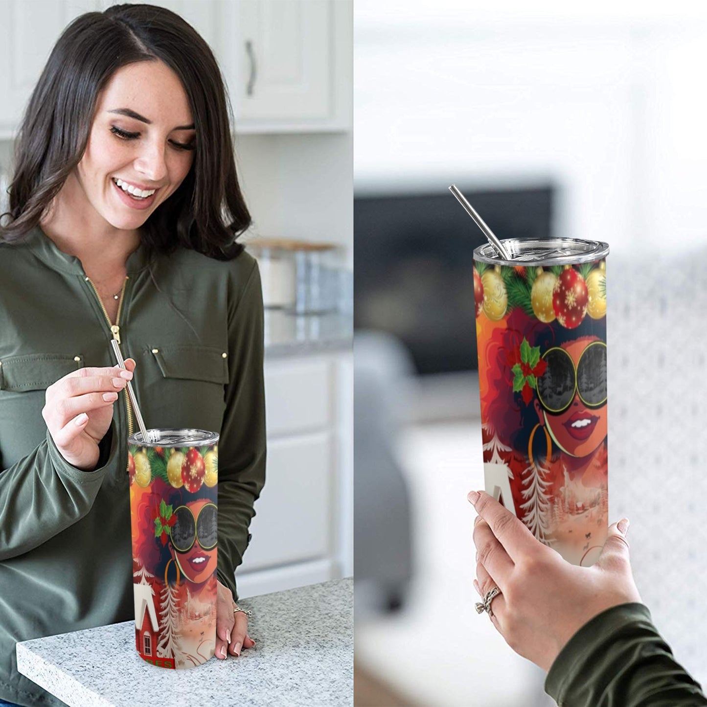 ALIM4U- A16 Drinking Cup 20 oz 20oz Tall Skinny Tumbler with Lid and Straw