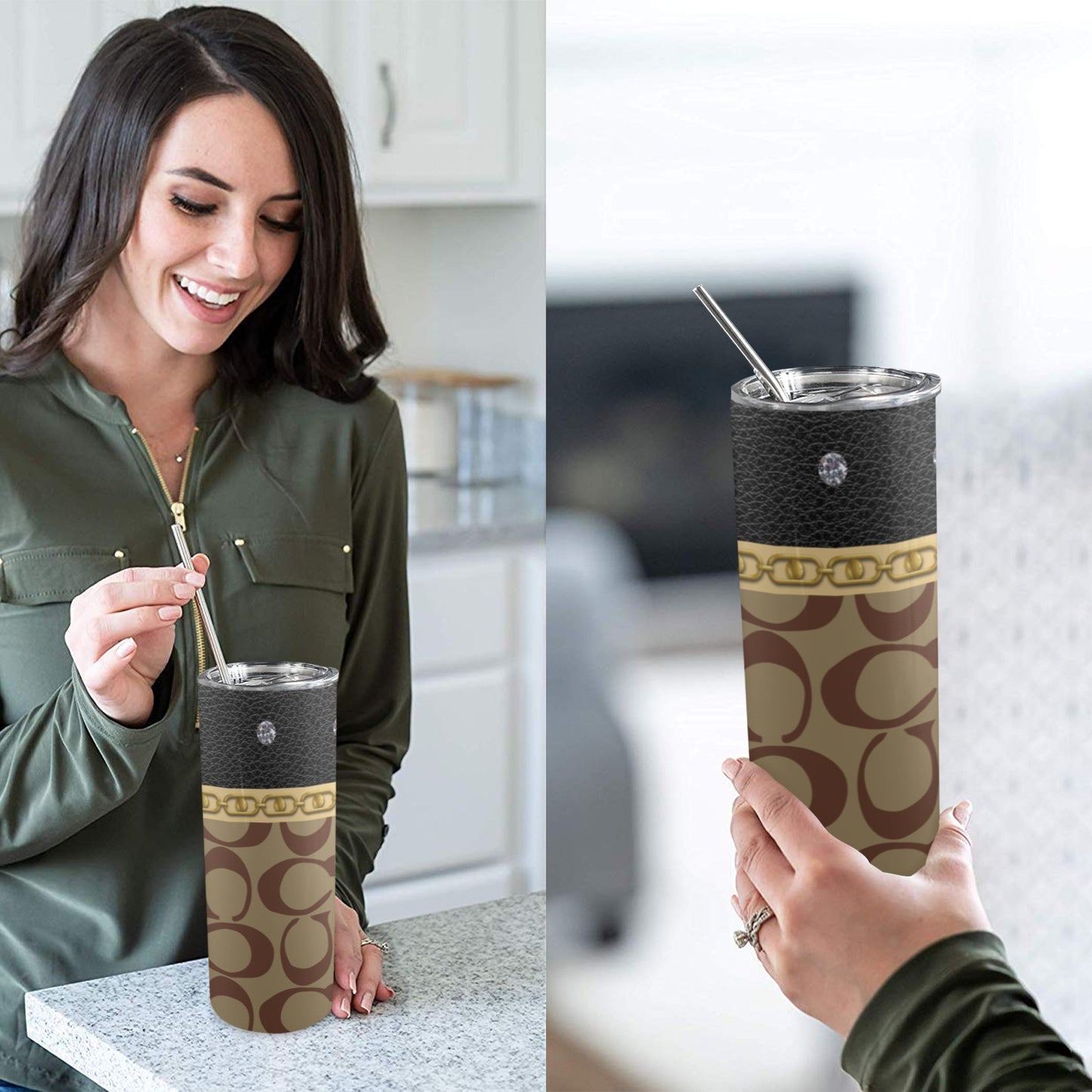 ALIM4U- A149 Drinking Cup 20 oz 20oz Tall Skinny Tumbler with Lid and Straw