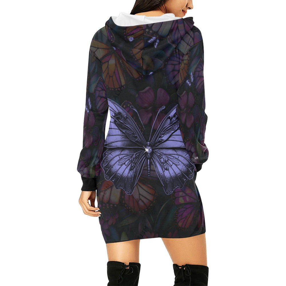 ALIM4U- Monarchs Women's All Over Print Hoodie Mini Dress(Model H27)