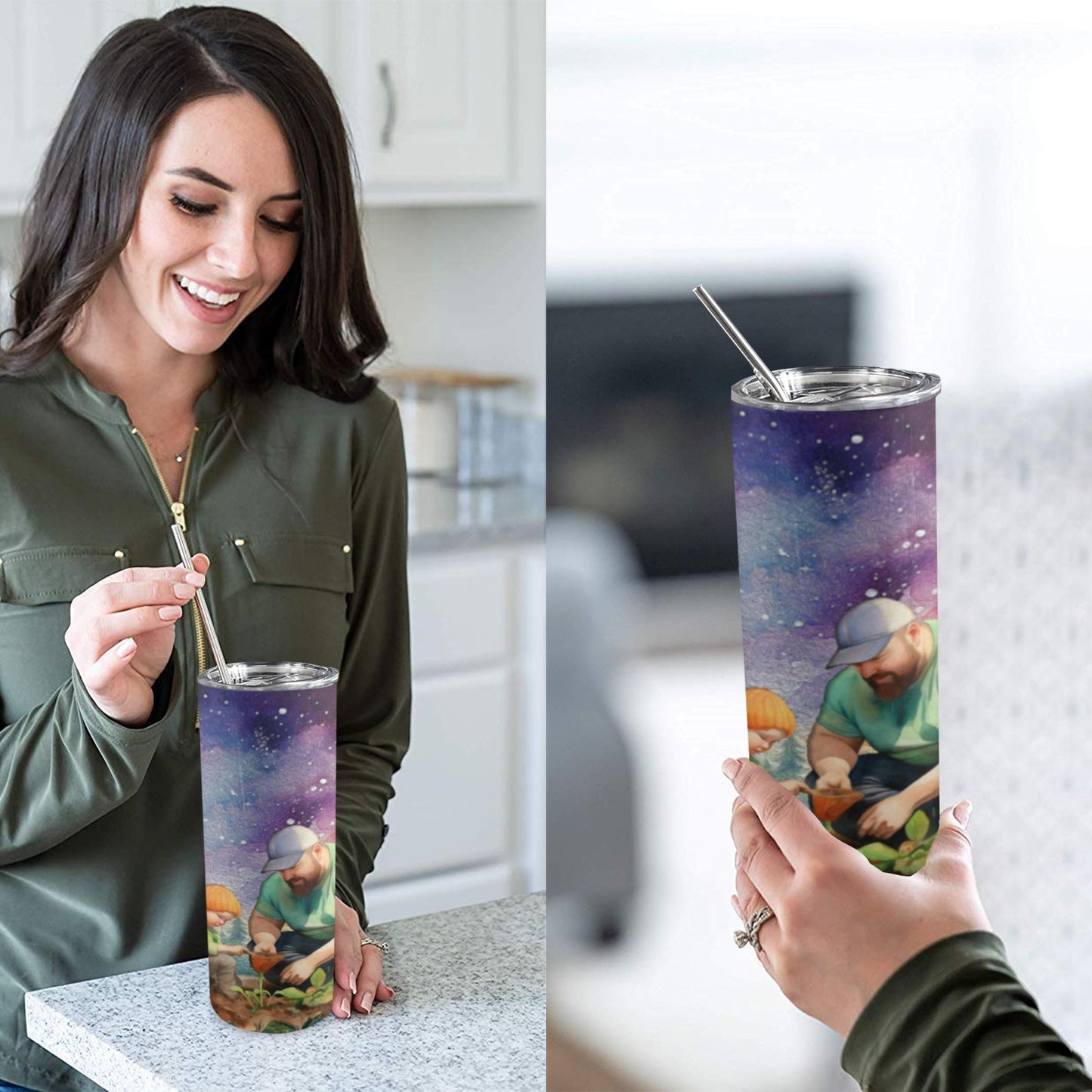 ALIM4U- A13 Drinking Cup 20 oz 20oz Tall Skinny Tumbler with Lid and Straw