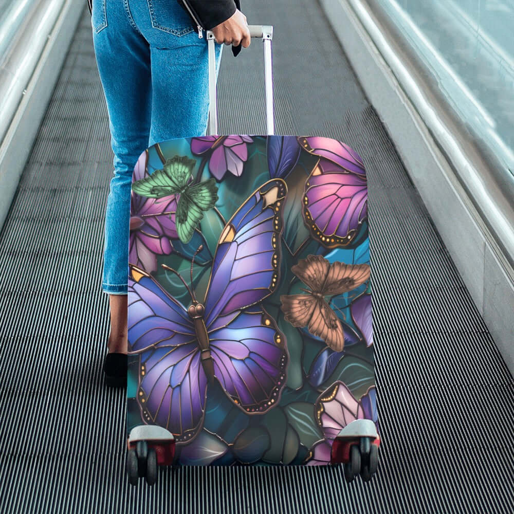 Luggage Cover Monarch Butterfly Stained Glass Design