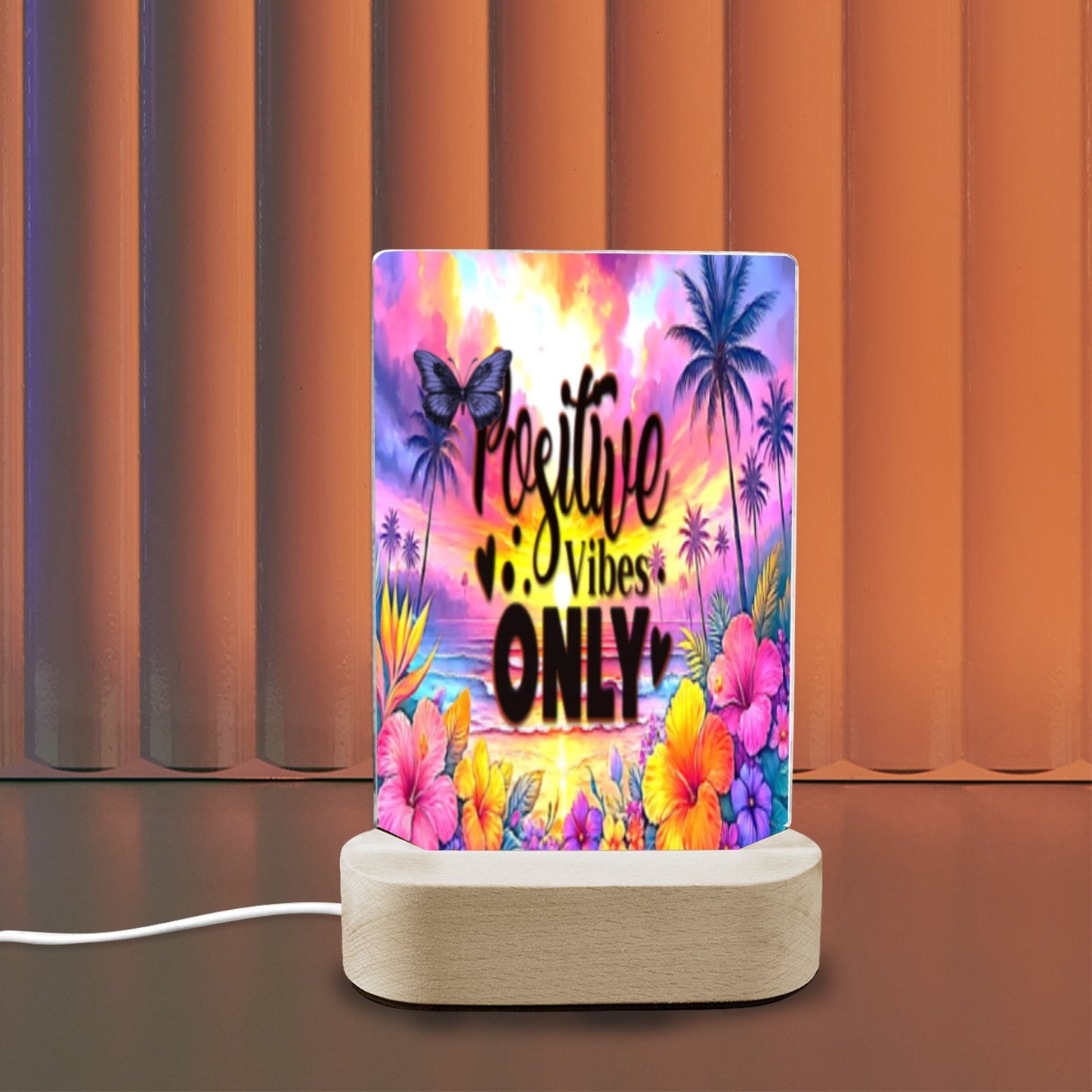 ALIM4U- Positive Vibes Acrylic Photo Panel with Lighted Stand (Made in Queens)