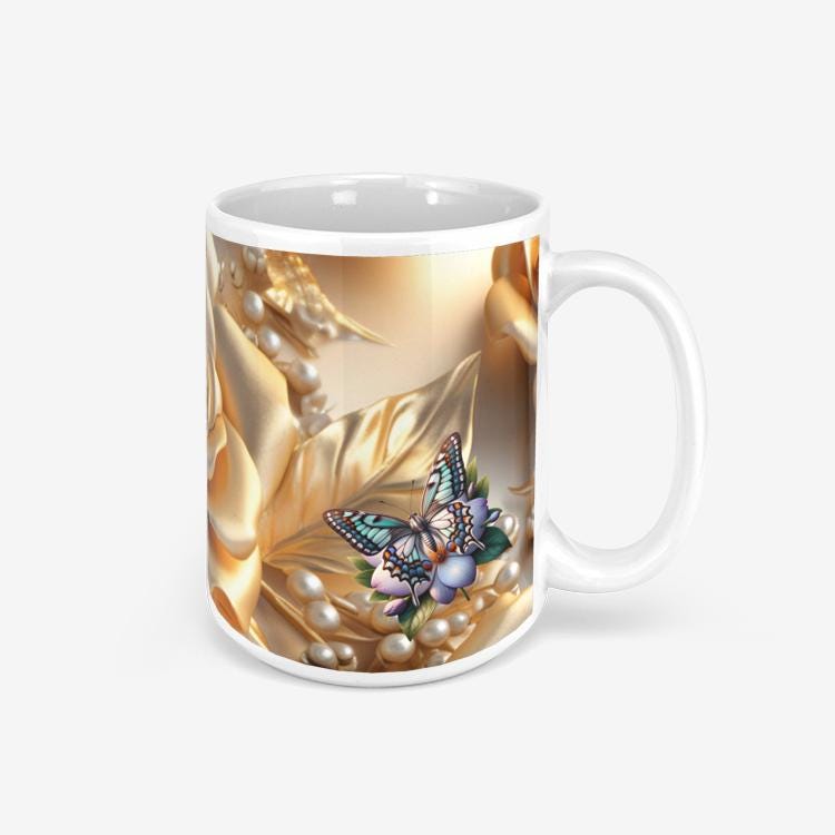 ALIM4U "Gold n Pearl" Classic Glossy Mug