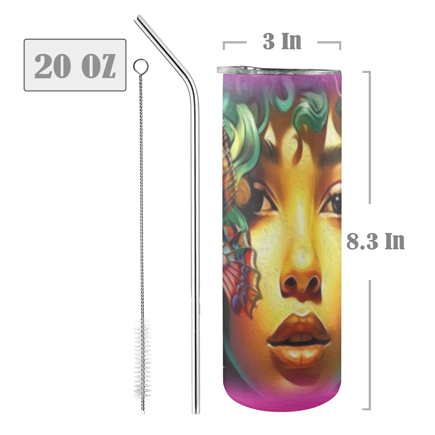 ALIM4U- A131 Drinking Cup 20 oz 20oz Tall Skinny Tumbler with Lid and Straw