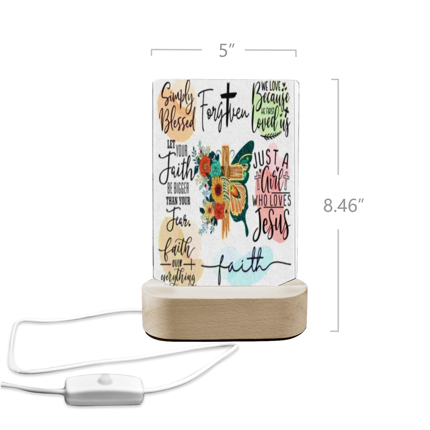 ALIM4U- Faith 4 Acrylic Photo Panel with Lighted Stand (Made in Queens)