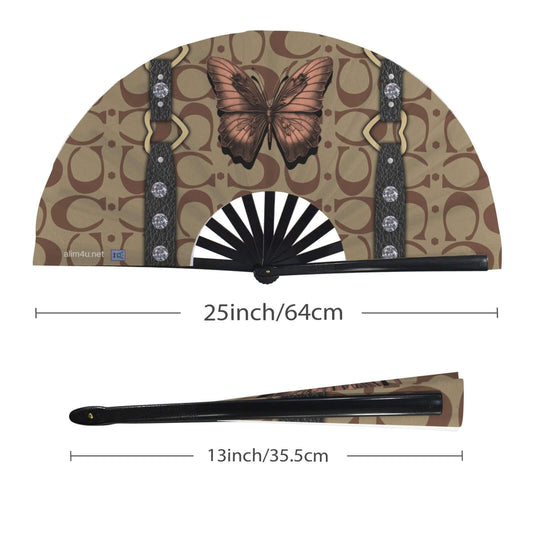 Clack Fan 012 Multi-Colored Floral Butterlies Black Women