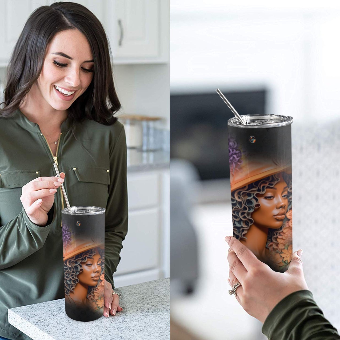 ALIM4U- A22 Drinking Cup 20oz 20oz Tall Skinny Tumbler with Lid and Straw