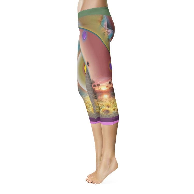 ALIM4U "Sunsational Risings" All-Over Print Capri Leggings
