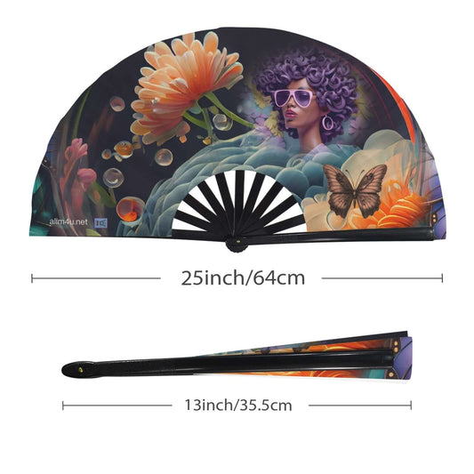 Clack Fan 0003 multi-colored Floral Butterflies Black Women