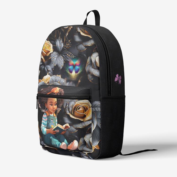 ALIM4U "Black Rose" Retro Colorful Print Trendy Backpack