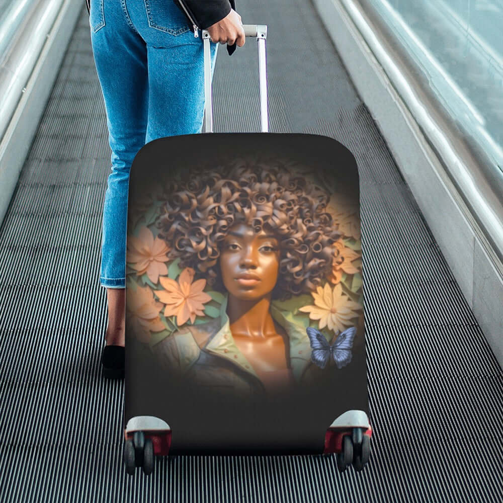 Luggage Cover Large Size Black Woman Wearing Big Hat