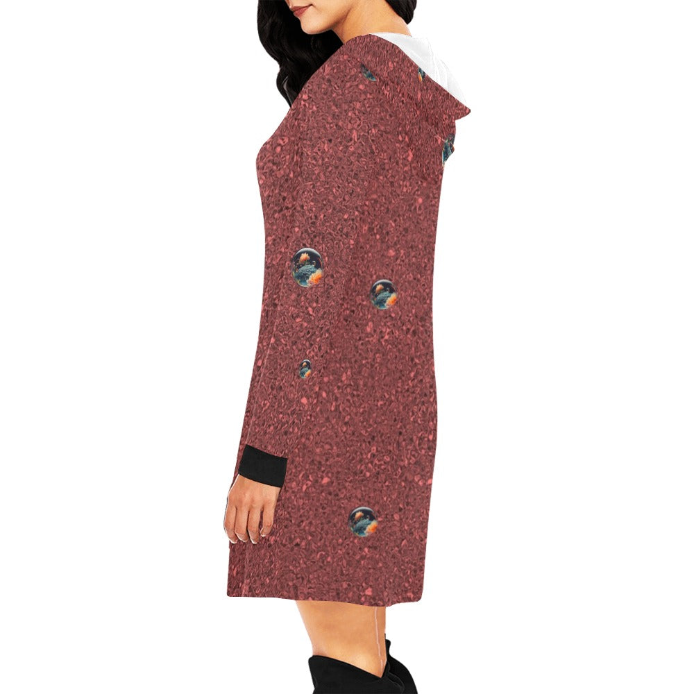 ALIM4U- Floral Bubbles Women's All Over Print Hoodie Mini Dress(Model H27)