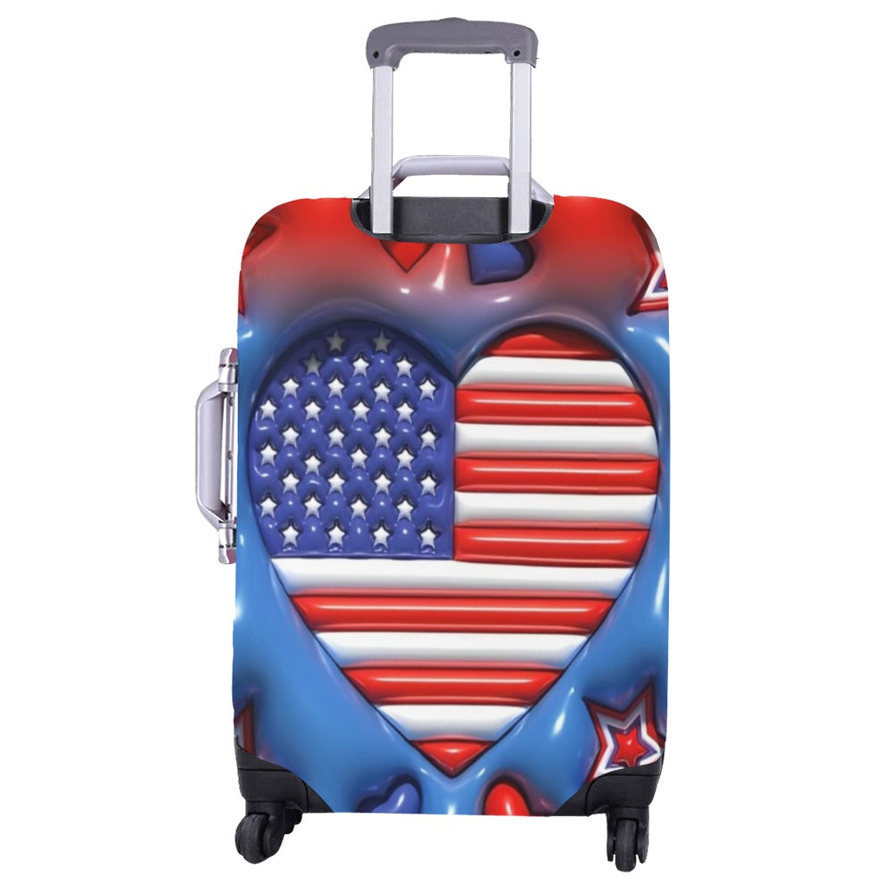 ALIM4U- American Flag Shaped as a Heart Luggage Cover (Large Size) (26"-28")