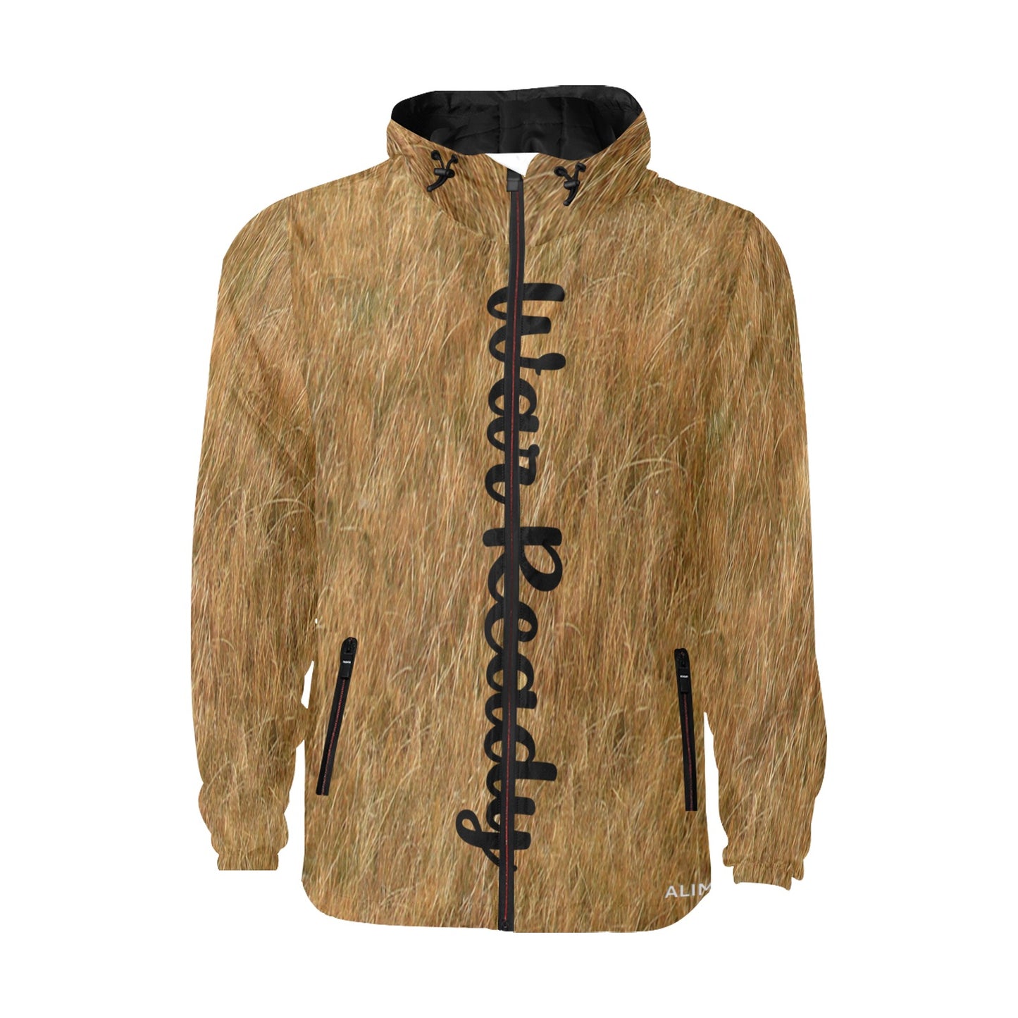 Brown hooded jacket with 'Wave Ready' text on a white background