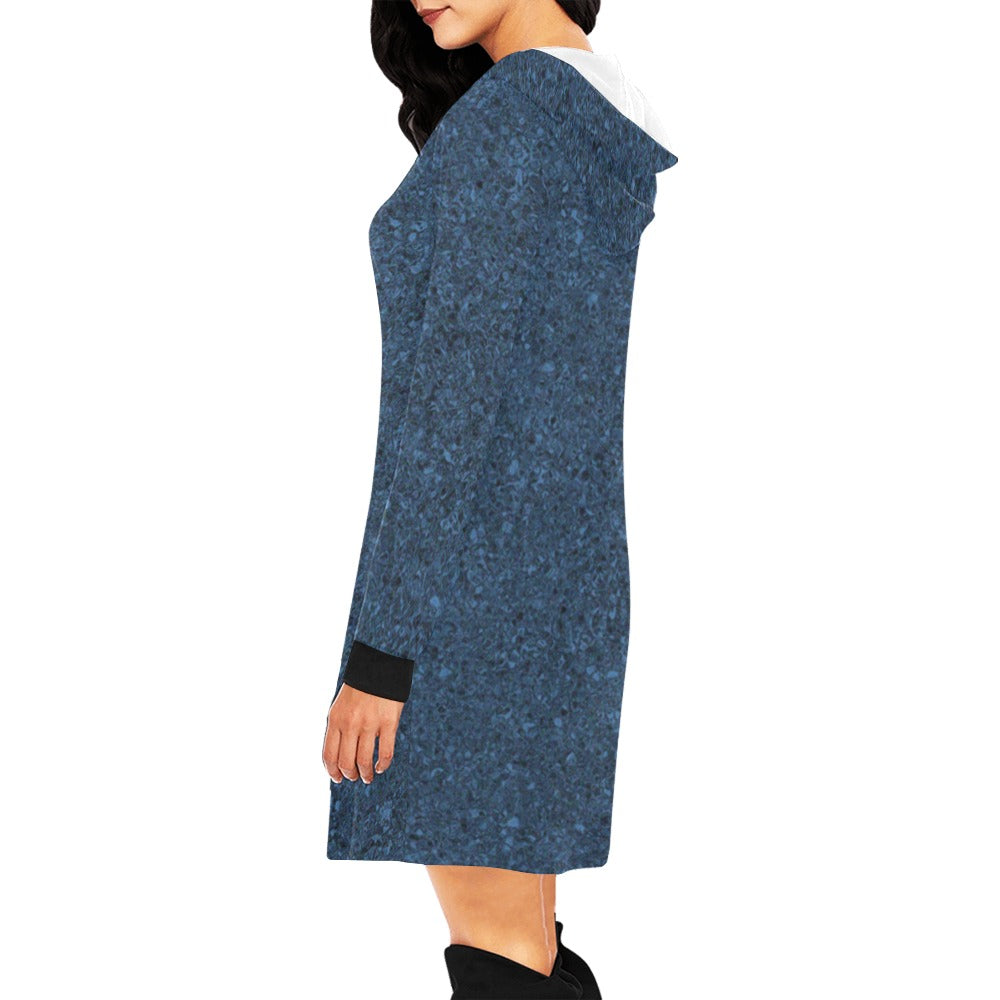 ALIM4U- Paris Eiffel Tower Women's All Over Print Hoodie Mini Dress(Model H27)