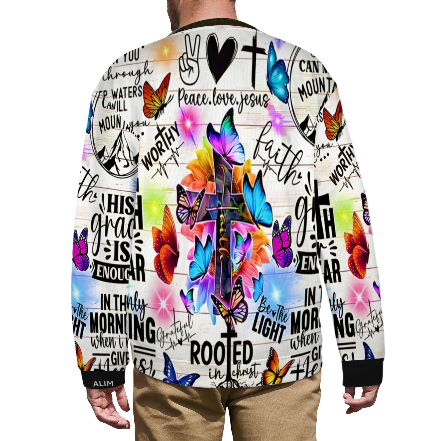 ALIM4U- Multi-Colored Faith Abstract 2 All Over Print Sweater(Large Size)