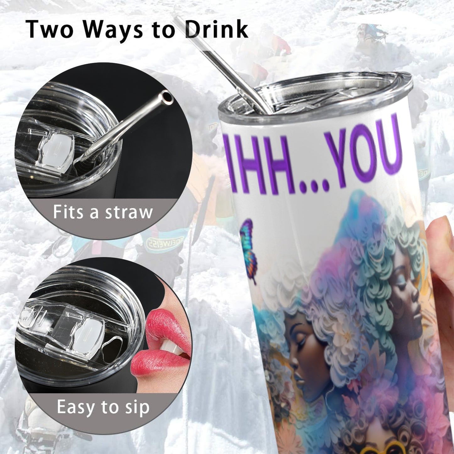 ALIM4U- A112 Drinking Cup 20 oz 20oz Tall Skinny Tumbler with Lid and Straw