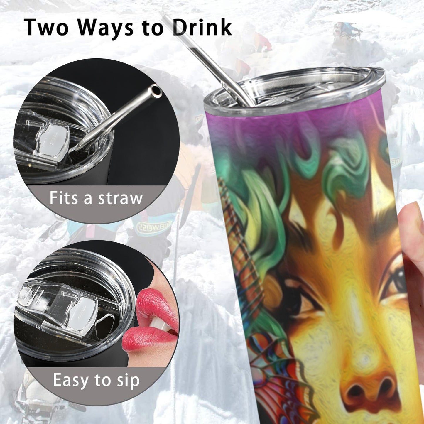 ALIM4U- A131 Drinking Cup 20 oz 20oz Tall Skinny Tumbler with Lid and Straw